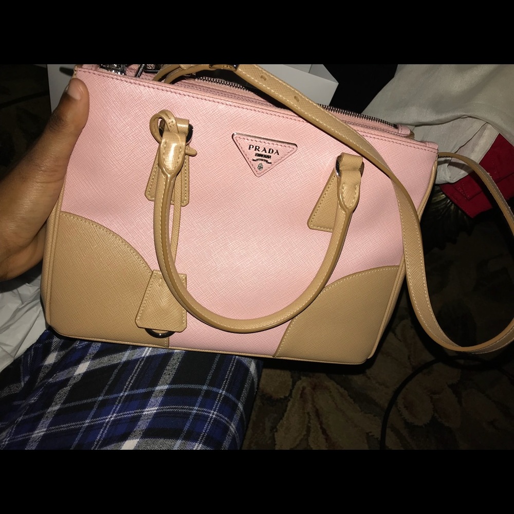 Prada purse tan and pink